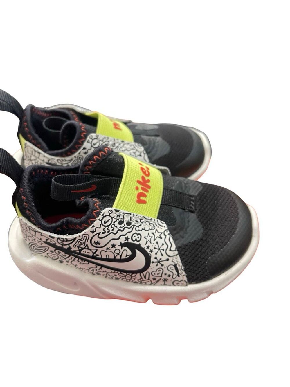 Nike Toddler Black White Flex Runner 2 JP Doodles Slip On Athletic Shoes Size 5